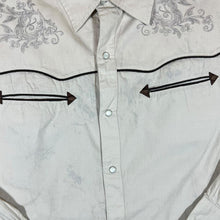 Load image into Gallery viewer, ATLAS FOR MEN Cowboy Western Pearl Snap Popper Cream Long Sleeve Shirt