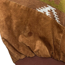 Load image into Gallery viewer, Vintage 90's ON TIME Brown Suede Leather Aztec Patterned Knit Panel Bomber Jacket