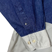 Load image into Gallery viewer, Vintage 90's Just Western Grey Blue Colour Block Long Sleeve Button-Up Shirt