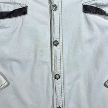 Load image into Gallery viewer, Vintage DeSigner's Club Cowboy Western Embroidered White Grey Long Sleeve Shirt