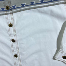 Load image into Gallery viewer, Vintage Forbidden Co. Aztec Pattern Cowboy Western Cotton White Long Sleeve Shirt