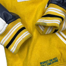 Load image into Gallery viewer, ZARA "Underground Is Freedom" Embroidered Spellout Colour Block Varsity Letterman Bomber Jacket