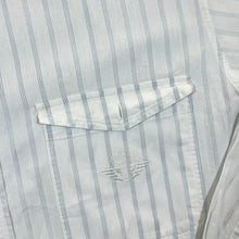 Load image into Gallery viewer, Dockers Embroidered Logo Blue White Striped Long Sleeve Cotton Button-Up Shirt