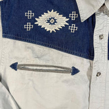 Load image into Gallery viewer, Vintage John Baner Cowboy Western Cream Blue Cotton Long Sleeve Shirt
