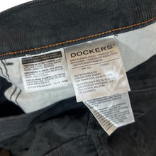 Load image into Gallery viewer, DOCKERS "Straight Fit" Classic Dark Grey Corduroy Cord Straight Leg Trousers
