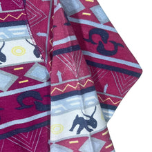 Load image into Gallery viewer, Vintage Aztec Crazy Abstract Patterned Pink Blue Cotton Long Sleeve Scoop Neck T-Shirt Top