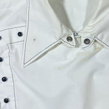 Load image into Gallery viewer, Cowboy Western Punk Style Popper Button Panel Zip White Long Sleeve Shirt