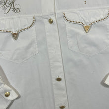 Load image into Gallery viewer, Vintage Jack & Sons Embroidered Diamante Cowboy Western White Long Sleeve Shirt