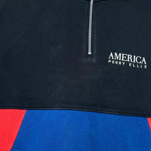 Load image into Gallery viewer, PERRY ELLIS AMERICA Classic Embroidered Mini Logo Colour Block 1/4 Zip Pullover Sweatshirt
