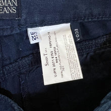 Load image into Gallery viewer, Early 00's ARMANI JEANS AJ Classic Navy Bue 100% Linen Wide Leg Trousers