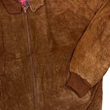 Load image into Gallery viewer, Vintage 90's MARLYNN ESSEX Check Lined Brown Real Suede Leather Bomber Jacket