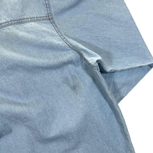 Load image into Gallery viewer, Vintage Stockerpoint Cowboy Western Leather Panel Blue Denim Long Sleeve Popper Shirt