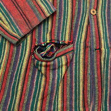 Load image into Gallery viewer, Vintage 90's MADE IN INDIA Multi Colour Blanket Striped Wool Button Collared Sweater Cardigan