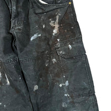 Load image into Gallery viewer, WRANGLER Riggs Workwear Classic Black Cargo Carpenter Distressed Trousers
