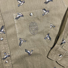 Load image into Gallery viewer, Vintage Ducks Unlimited All-Over Print Pattern Beige Brown Long Sleeve Button-Up Shirt