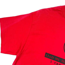 Load image into Gallery viewer, Vintage Lead Me Not To Temptation Skater Novelty Spellout Graphic Red T-Shirt