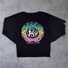 Load image into Gallery viewer, SHOK Hawaiian Vibin' Surfer Y2K Style Tribal Graphic Long Sleeve Black T-Shirt