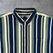 Load image into Gallery viewer, Vintage 90s Natural Issue Striped Shirt L Navy Green Preppy Button Down