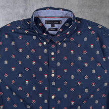 Load image into Gallery viewer, Tommy Hilfiger "Regular Fit" Crest Logo Pattern Long Sleeve Button-Down Cotton Shirt