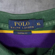 Load image into Gallery viewer, Polo Ralph Lauren "Custom Fit" Green Purple Striped Cotton Preppy Polo Shirt