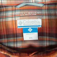 Load image into Gallery viewer, Columbia Omni Shade Mens XXL Shirt Orange Plaid Check Short Sleeve Outdoor 2XL