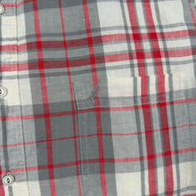 Load image into Gallery viewer, Nautica Mens XL Linen Cotton Shirt Grey Red Plaid Check Short Sleeve Button Up