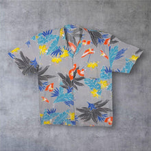 Load image into Gallery viewer, Vintage Hawaiian Tropical Floral Pattern Grey Multi Colour Short Sleeve Shirt