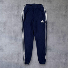 Load image into Gallery viewer, Vintage Adidas Y2K Three Stripe Fleece Track Pants Navy Blue Joggers GB 30 Small