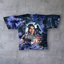 Load image into Gallery viewer, Vintage Churinga "Medicine Woman" Australia Tourist Graphic Blue Tie Dye T-Shirt