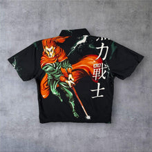 Load image into Gallery viewer, Vintage Crossball Goth Y2K Anime Manga Samurai Black Short Sleeve Shirt