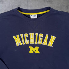 Load image into Gallery viewer, Champion Michigan Wolverines College Embroidered Spellout Navy Blue Sweatshirt