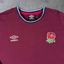 Load image into Gallery viewer, Umbro England Rugby Embroidered Logo Burgundy Long Sleeve Cotton T-Shirt