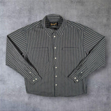 Load image into Gallery viewer, Wrangler Western Dark Navy Grey White Plaid Check Long Sleeve Cotton Shirt