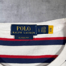 Load image into Gallery viewer, Polo Ralph Lauren T Shirt Mens L White Navy Red Striped Classic Fit Pony Logo