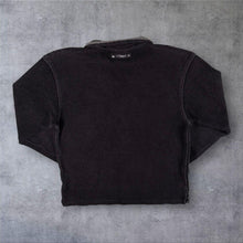 Load image into Gallery viewer, Weird Fish Embroidered Mini Logo Black Macaroni Knit 1/4 Zip Pullover Sweatshirt