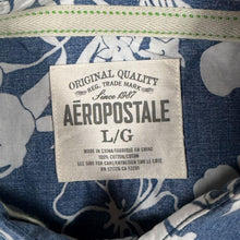Load image into Gallery viewer, Aeropostale Mens Large Hawaiian Shirt Blue White Hibiscus Floral Aloha Cotton