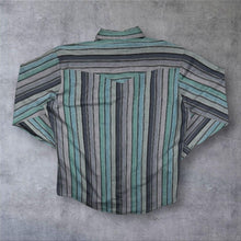 Load image into Gallery viewer, Vintage Laredo Western Cowboy Blue Grey Striped Long Sleeve Popper Shirt
