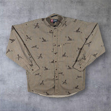 Load image into Gallery viewer, Vintage Chaps Ralph Lauren Mallard Duck Hunting AOP Houndstooth Shirt L 90s