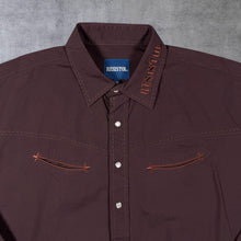 Load image into Gallery viewer, Vintage Resistol Cowboy Western Embroidered Spellout Brown Long Sleeve Popper Shirt