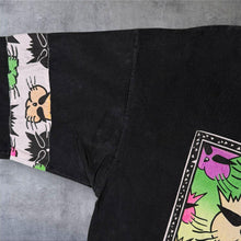Load image into Gallery viewer, Vintage 100% Surf Cartoon Cat Pattern Y2K Surfer Faded Black Cotton T-Shirt