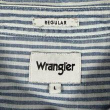 Load image into Gallery viewer, Wrangler "Regular" Blue White Striped Long Sleeve Linen Cotton Shirt