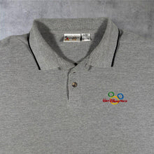 Load image into Gallery viewer, Vintage Walt Disney World Embroidered Mini Logo Grey Short Sleeve Cotton Polo Shirt