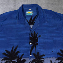 Load image into Gallery viewer, Vintage Lagons Et Palmiers Hawaiian Tropical Palm Tree Pattern Cotton Short Sleeve Shirt