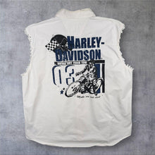Load image into Gallery viewer, Harley Davidson Mens XXL Dirt Track Team Sleeveless Shirt Y2K White Biker Racing