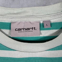 Load image into Gallery viewer, Carhartt WIP Mini Pocket Logo Green Pale Green-Grey Striped Cotton T-Shirt