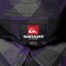 Load image into Gallery viewer, Quiksilver Mens XL Purple Black Plaid Check Shirt Long Sleeve Surf Skate