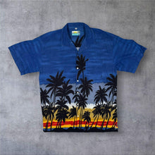 Load image into Gallery viewer, Vintage Lagons Et Palmiers Hawaiian Tropical Palm Tree Pattern Cotton Short Sleeve Shirt