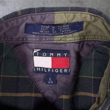 Load image into Gallery viewer, Vintage 90s Tommy Hilfiger Shirt L Tartan Green Plaid Stripe Crest Logo Button Down