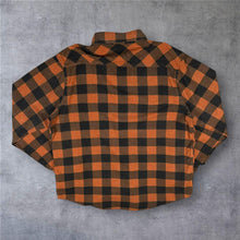 Load image into Gallery viewer, Vintage 90s Identic Man L Orange Black Buffalo Check Flannel Shirt Grunge