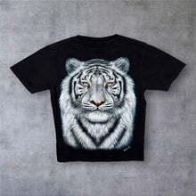 Load image into Gallery viewer, Early 00's Wild White Tiger Animal Wildlife Graphic Black Cotton T-Shirt